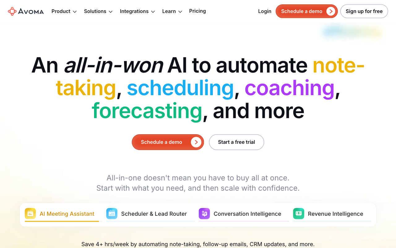 Avoma website screenshot