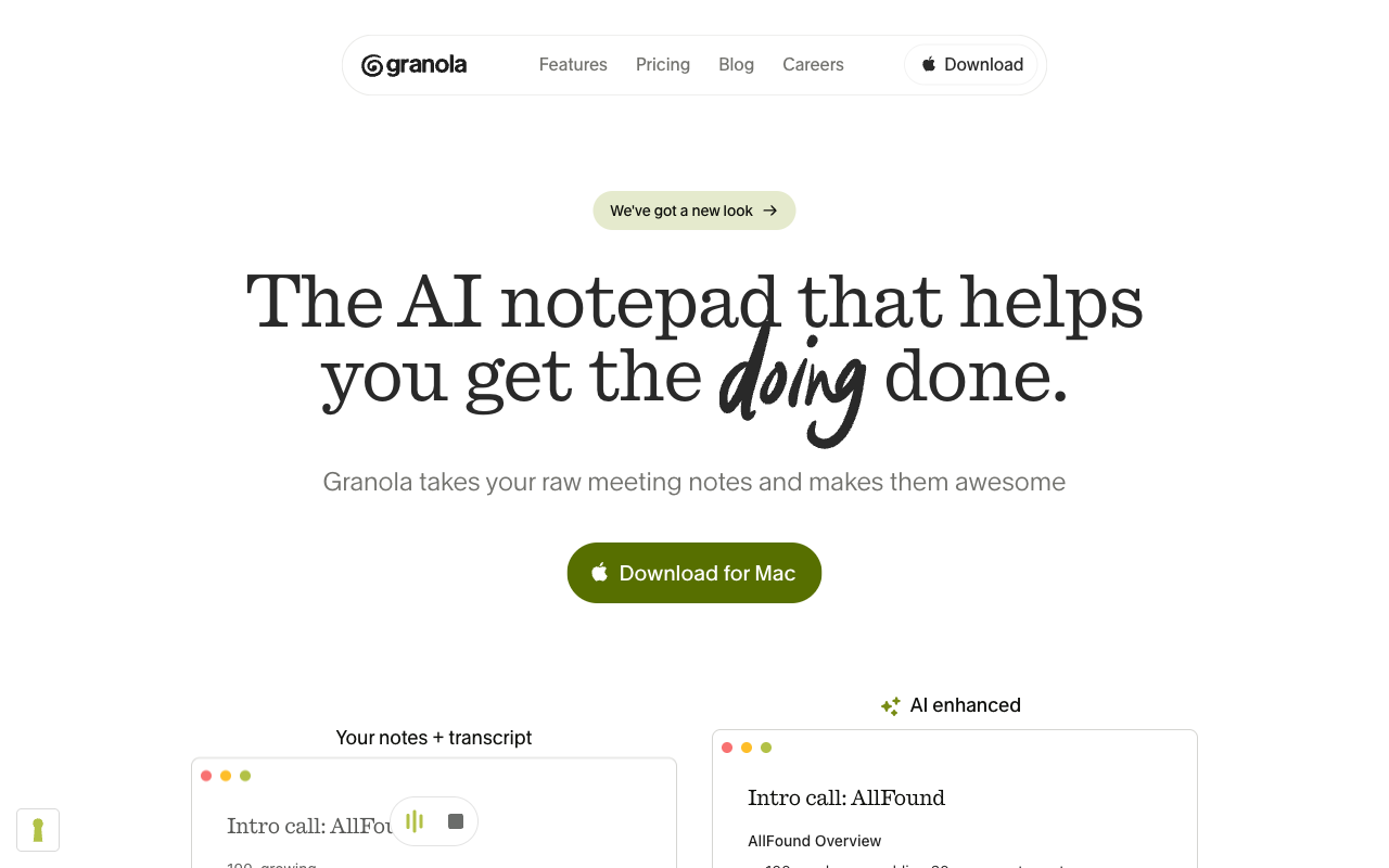 Granola website screenshot