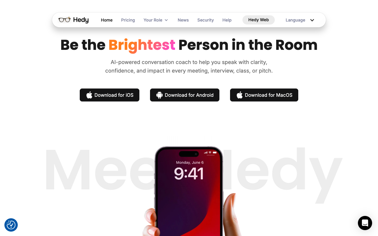 Hedy website screenshot