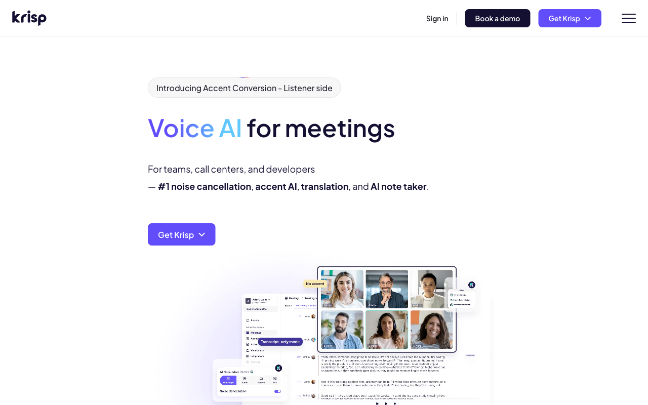 Krisp website screenshot