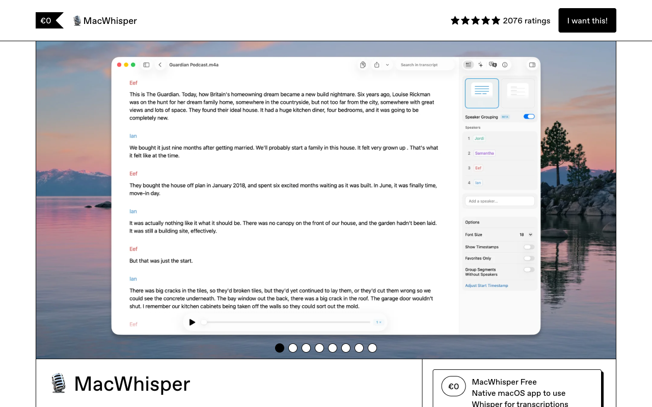 MacWhisper website screenshot