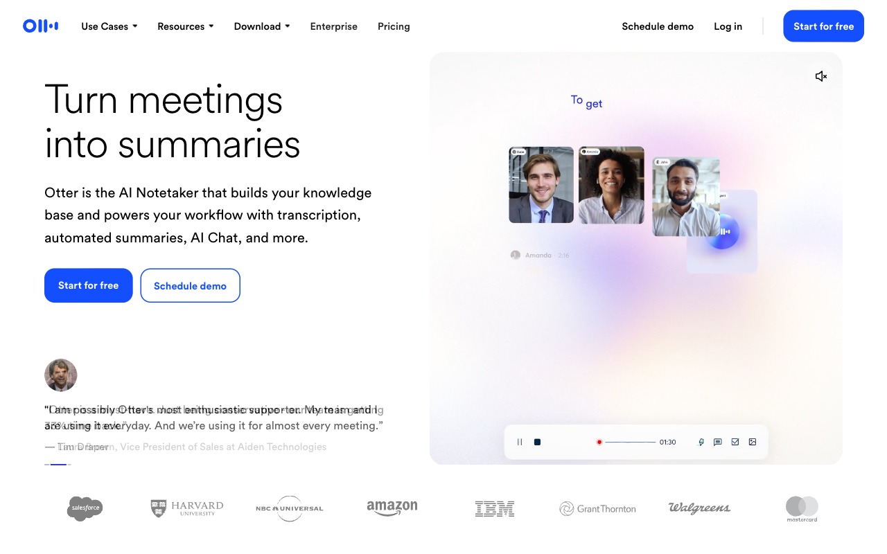 Otter.ai website screenshot