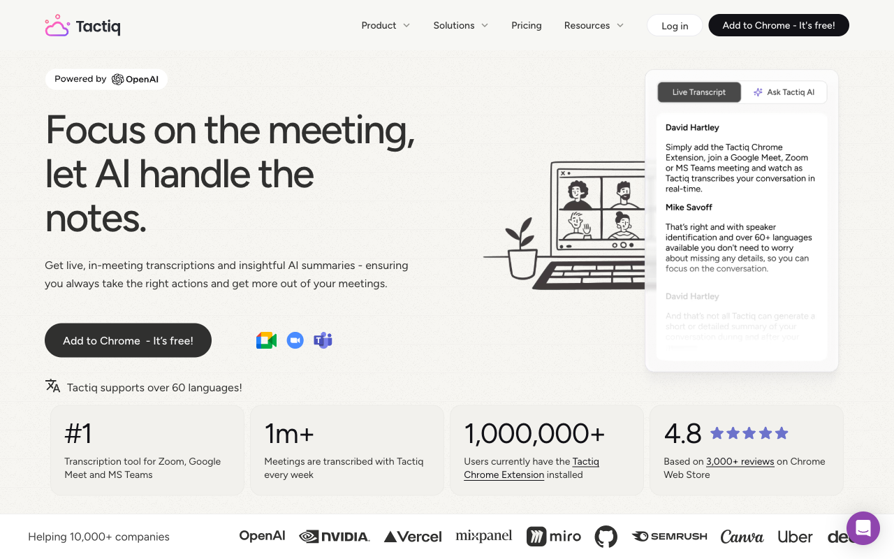 Tactiq website screenshot