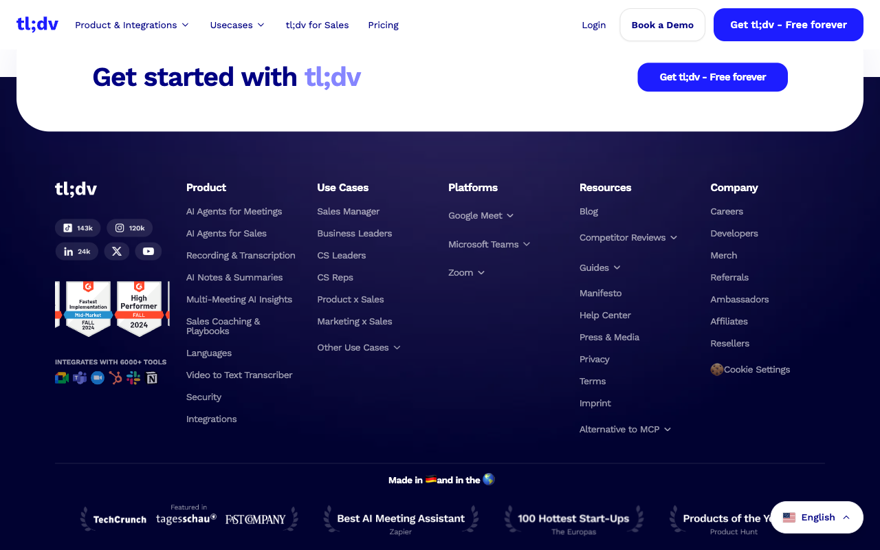 tl;dv website screenshot